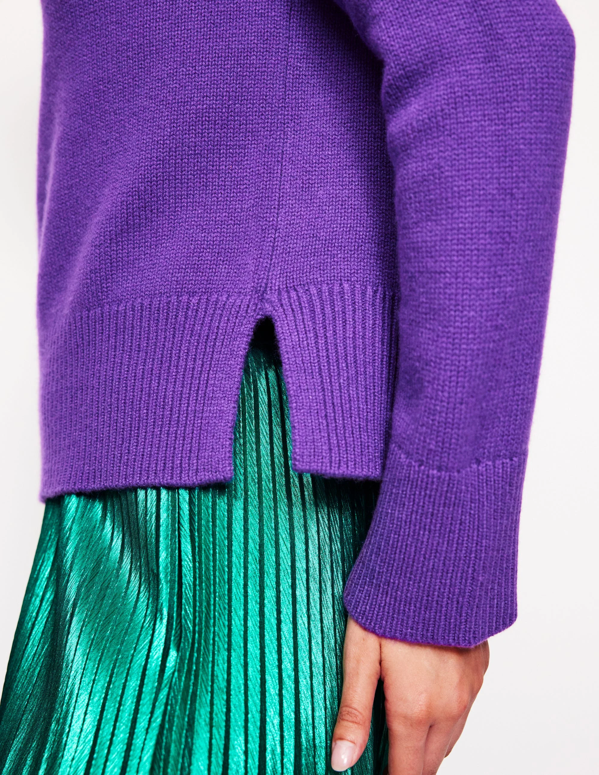 Wide Sleeve Cashmere Sweater-Ameythyst Purple - Image 4
