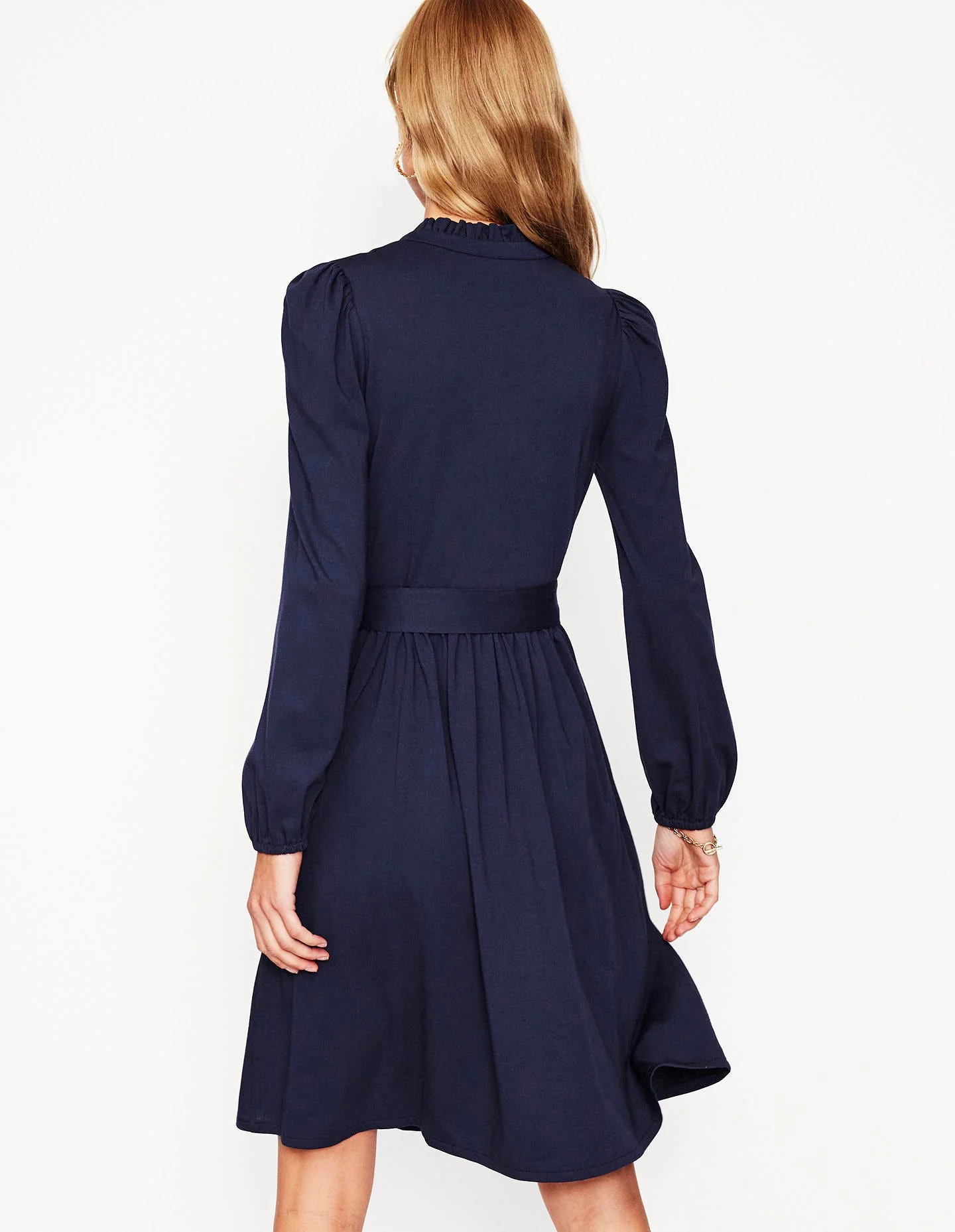 Willow Frill Short Shirt Dress-Navy - Image 3