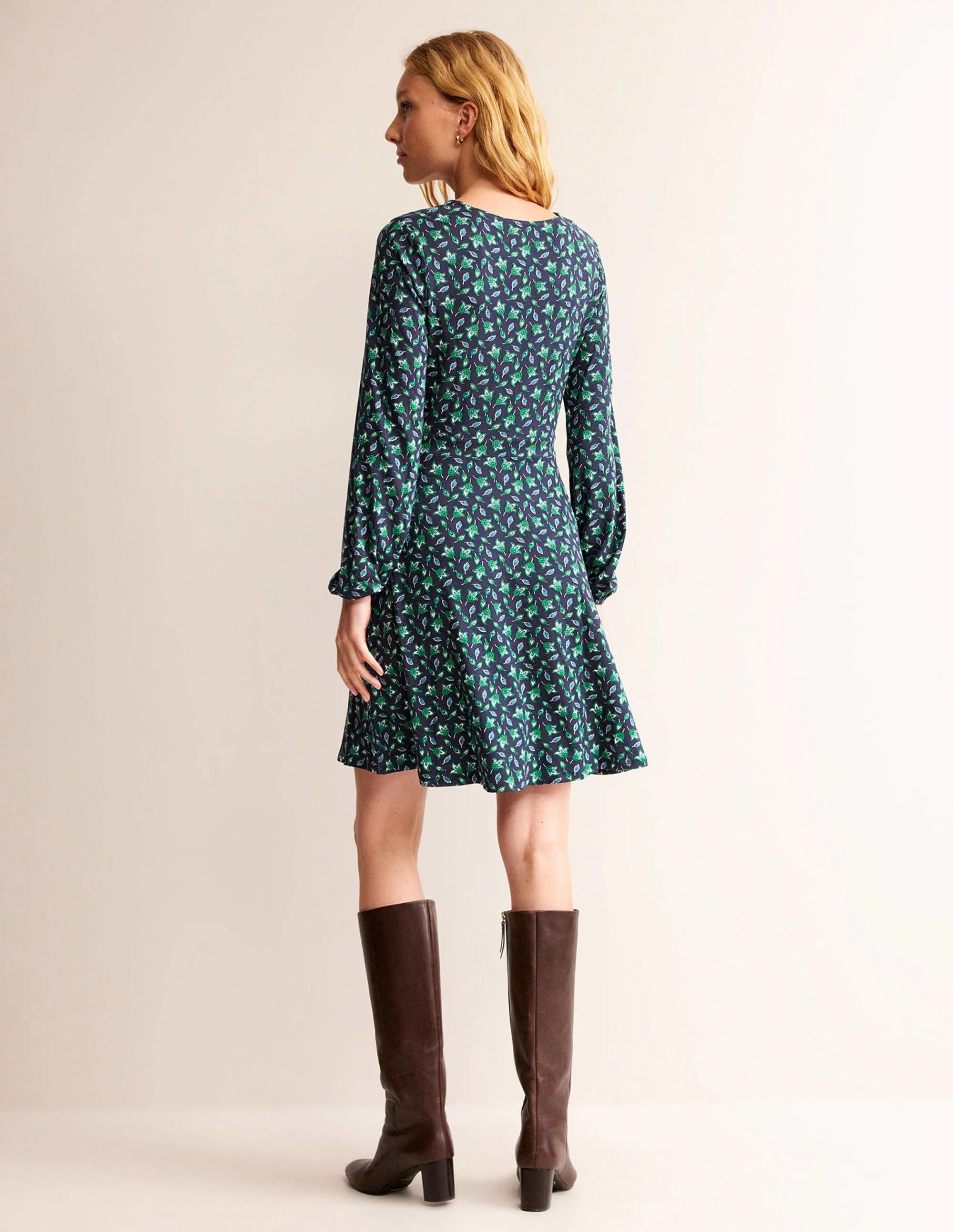 Willow Jersey Dress-French Navy, Tulip Bud - Image 5