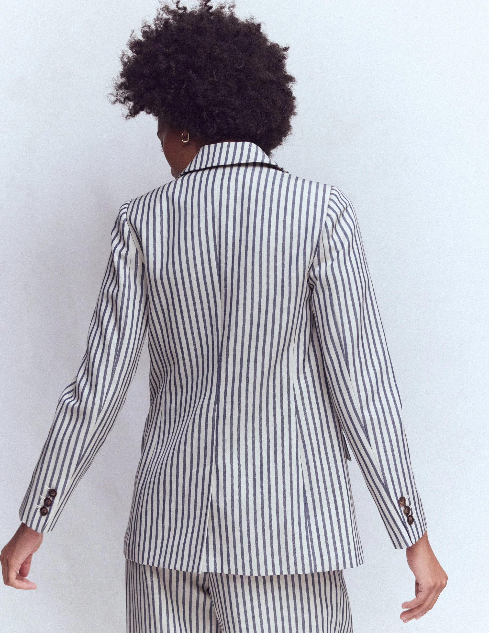 Woodbridge Relaxed Blazer-Blue and Ivory Stripe - Image 3