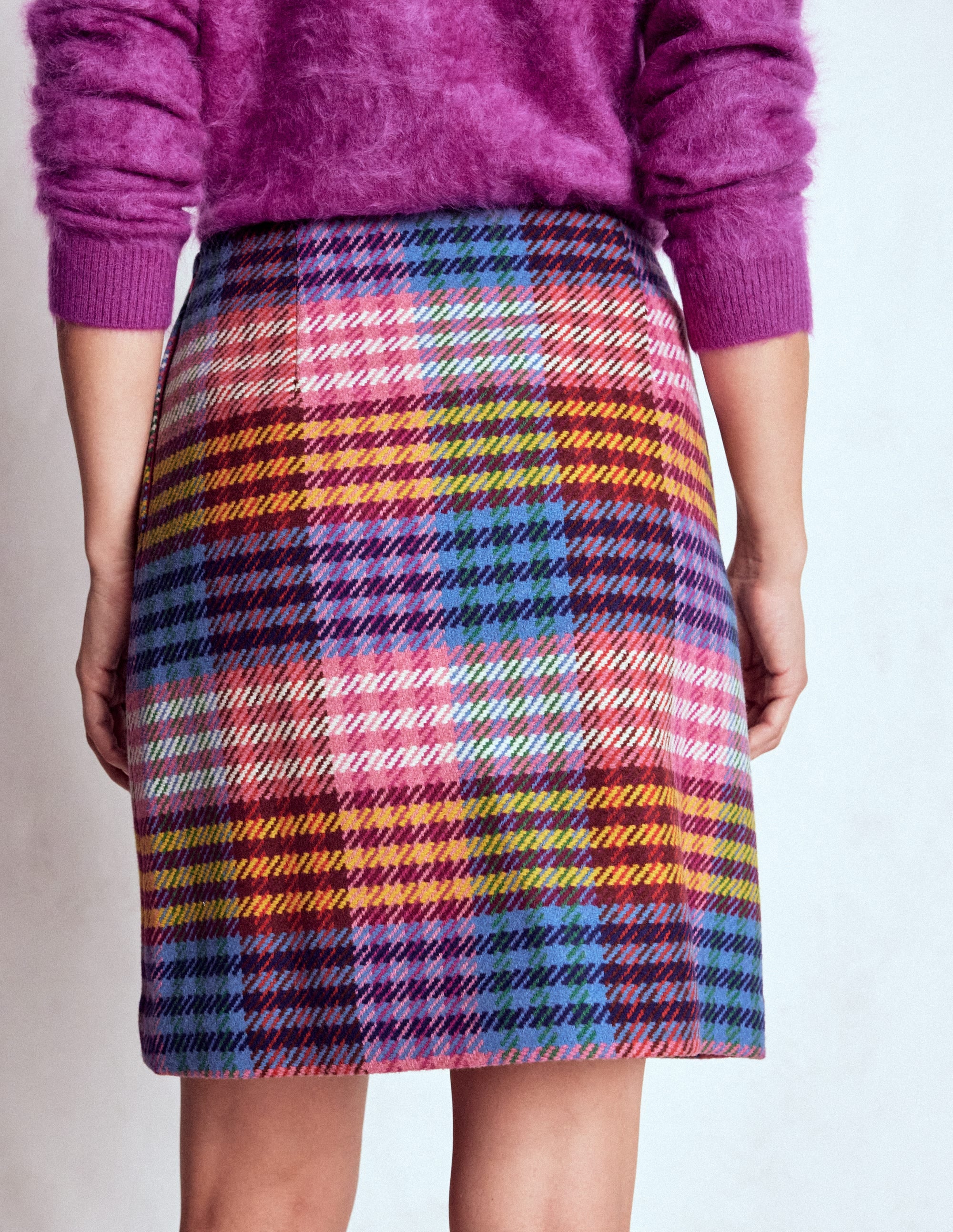 Wool A-Line Skirt-Rainbow Blanket MultiGingham - Image 3