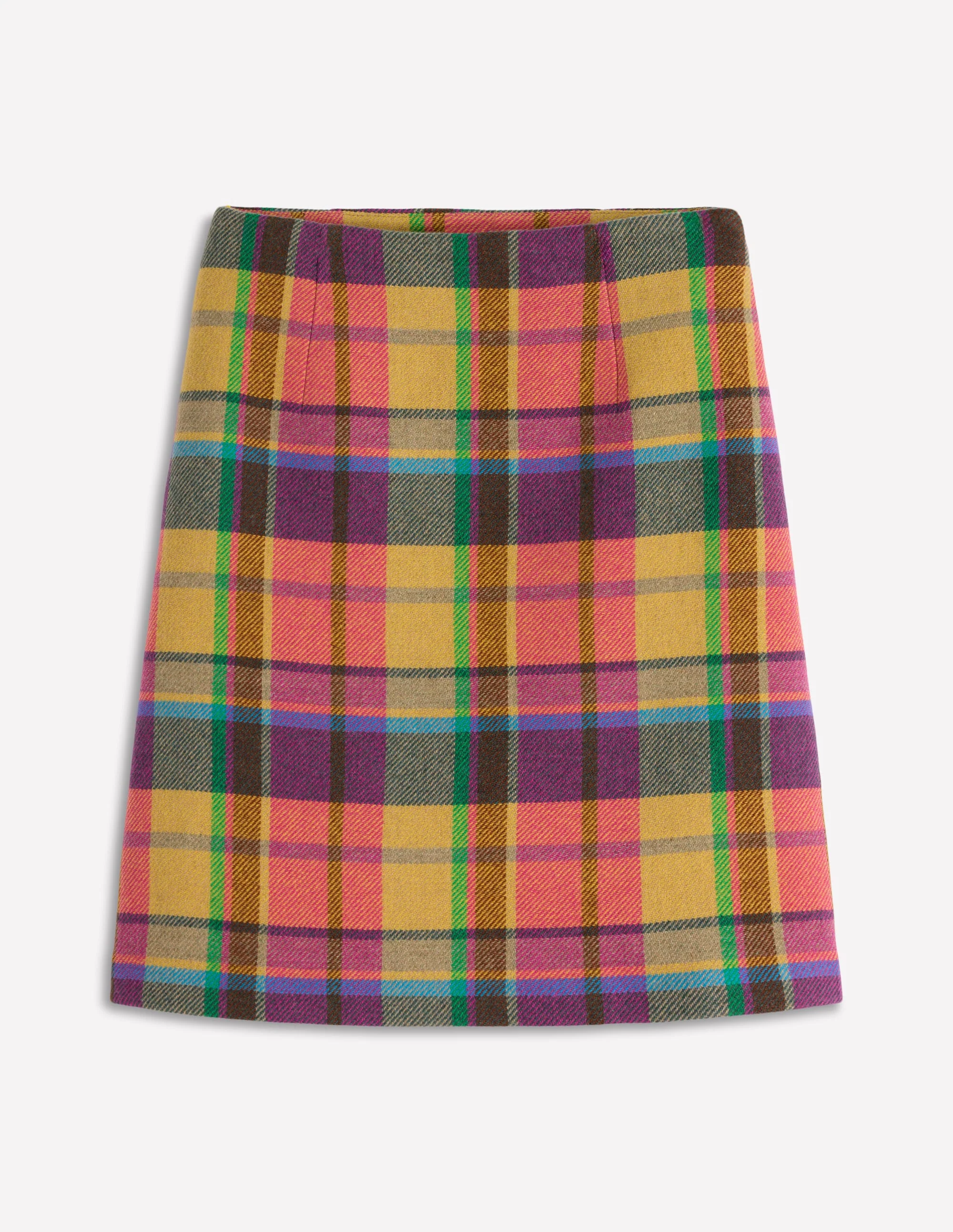 Wool A-Line Skirt-Yellow, Pink and Green Check - Image 7