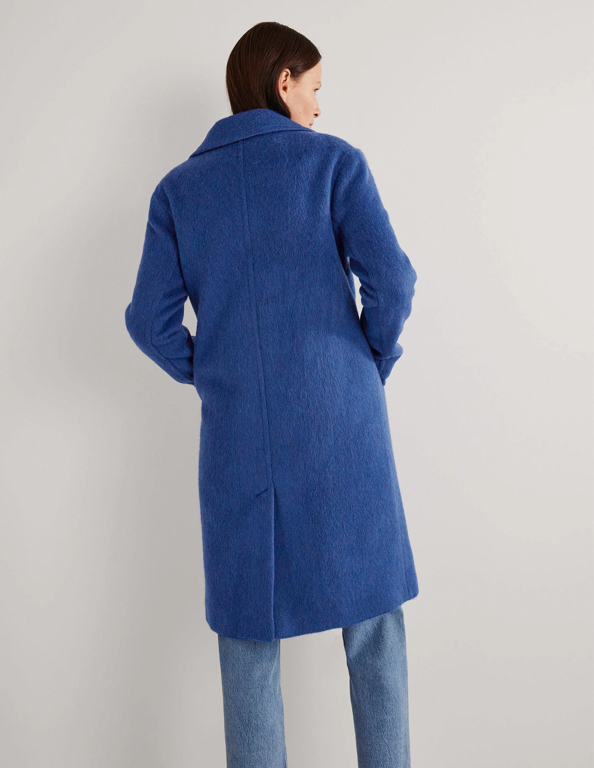 Wool Blend Collared Coat-Sea Blue - Image 3