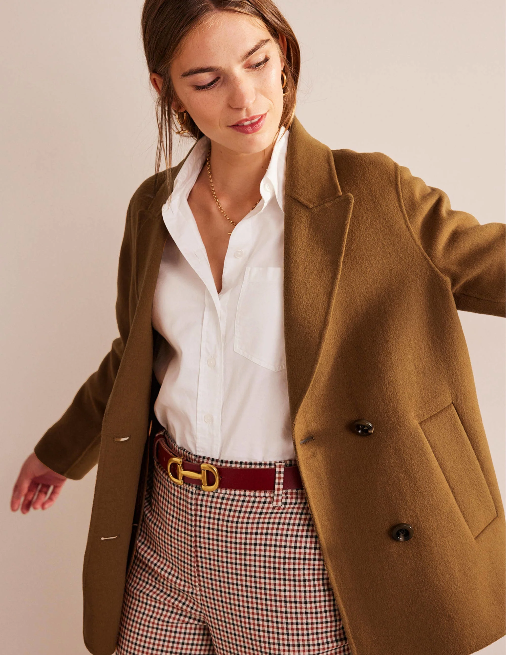 Wool-Blend Pea Coat-Camel - Image 5