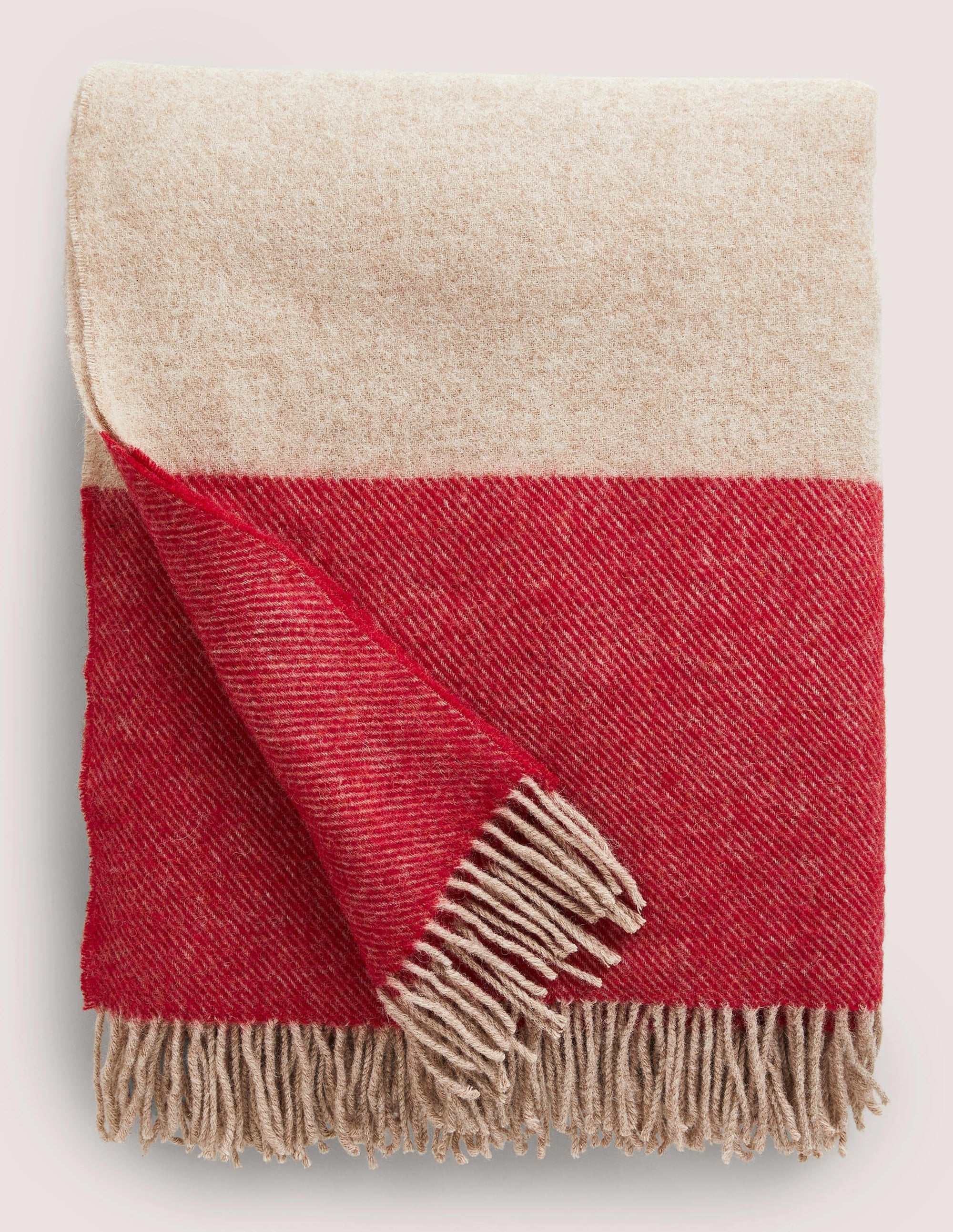 Wool Throw-Red/ Oatmeal