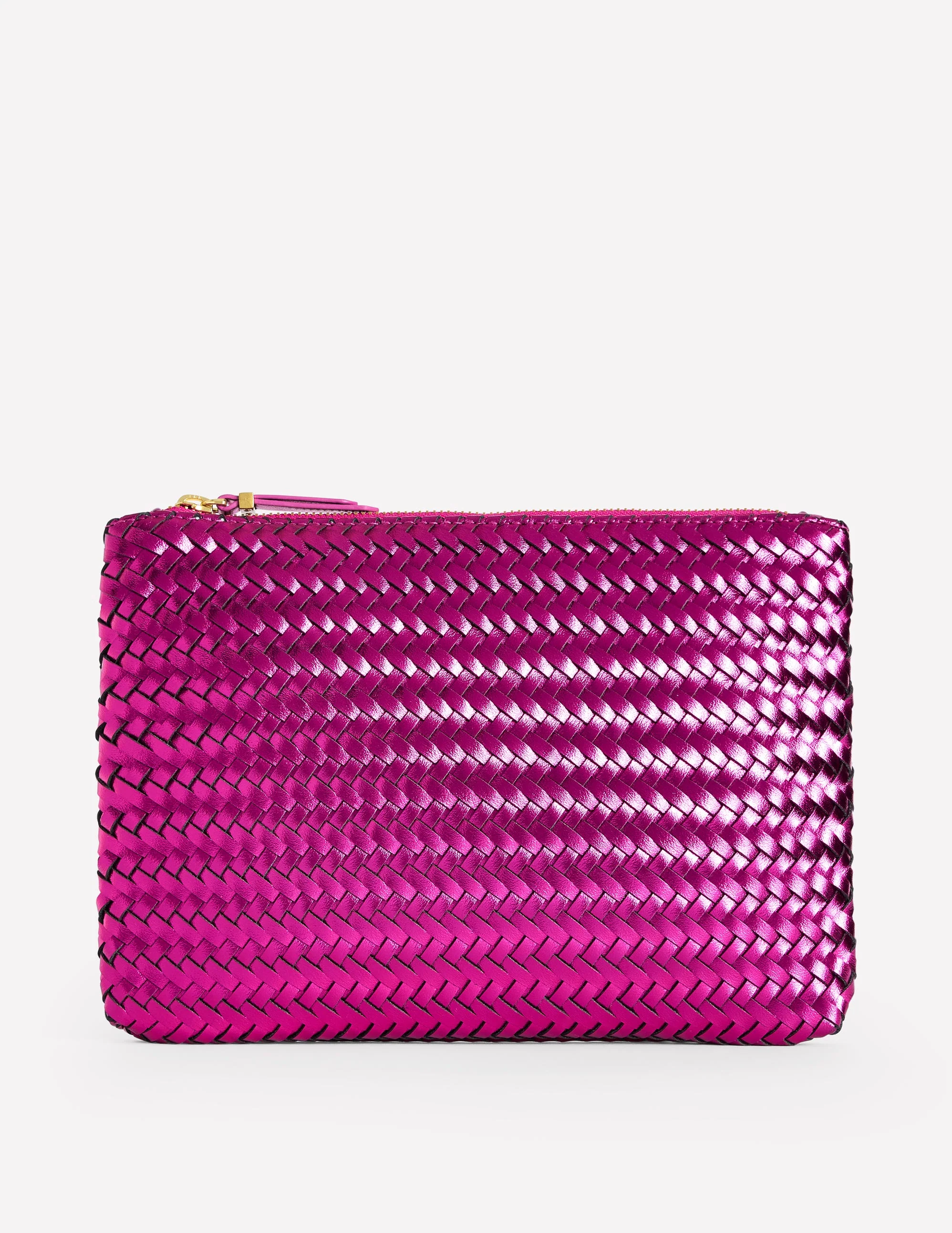 Woven Metallic Pouch-Pink Metallic - Image 2