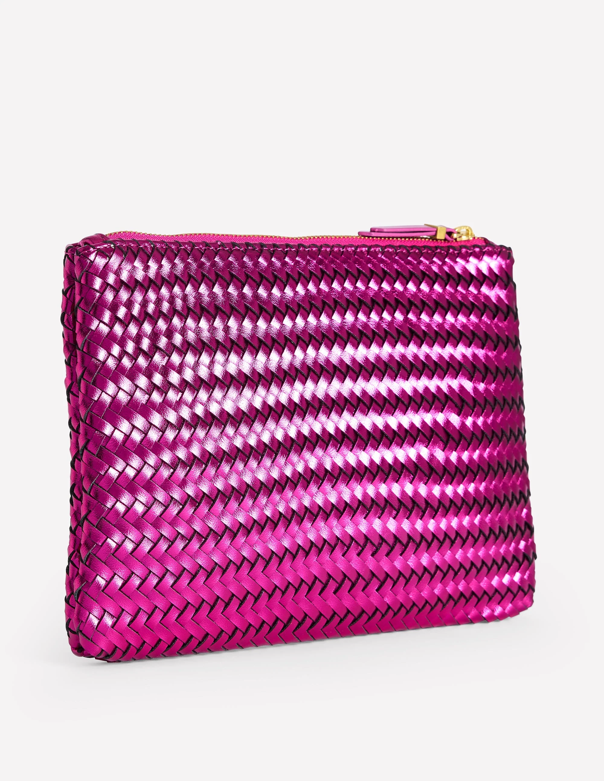 Woven Metallic Pouch-Pink Metallic - Image 3