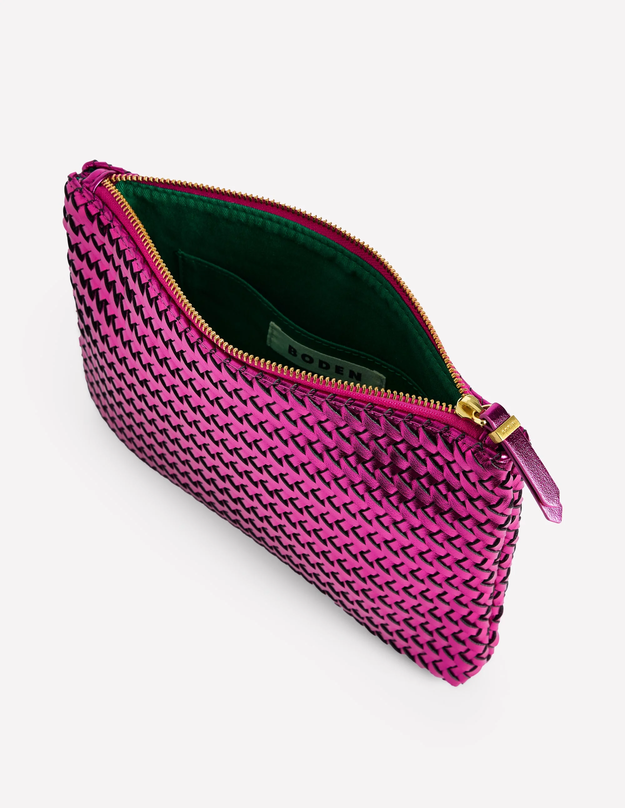 Woven Metallic Pouch-Pink Metallic - Image 4