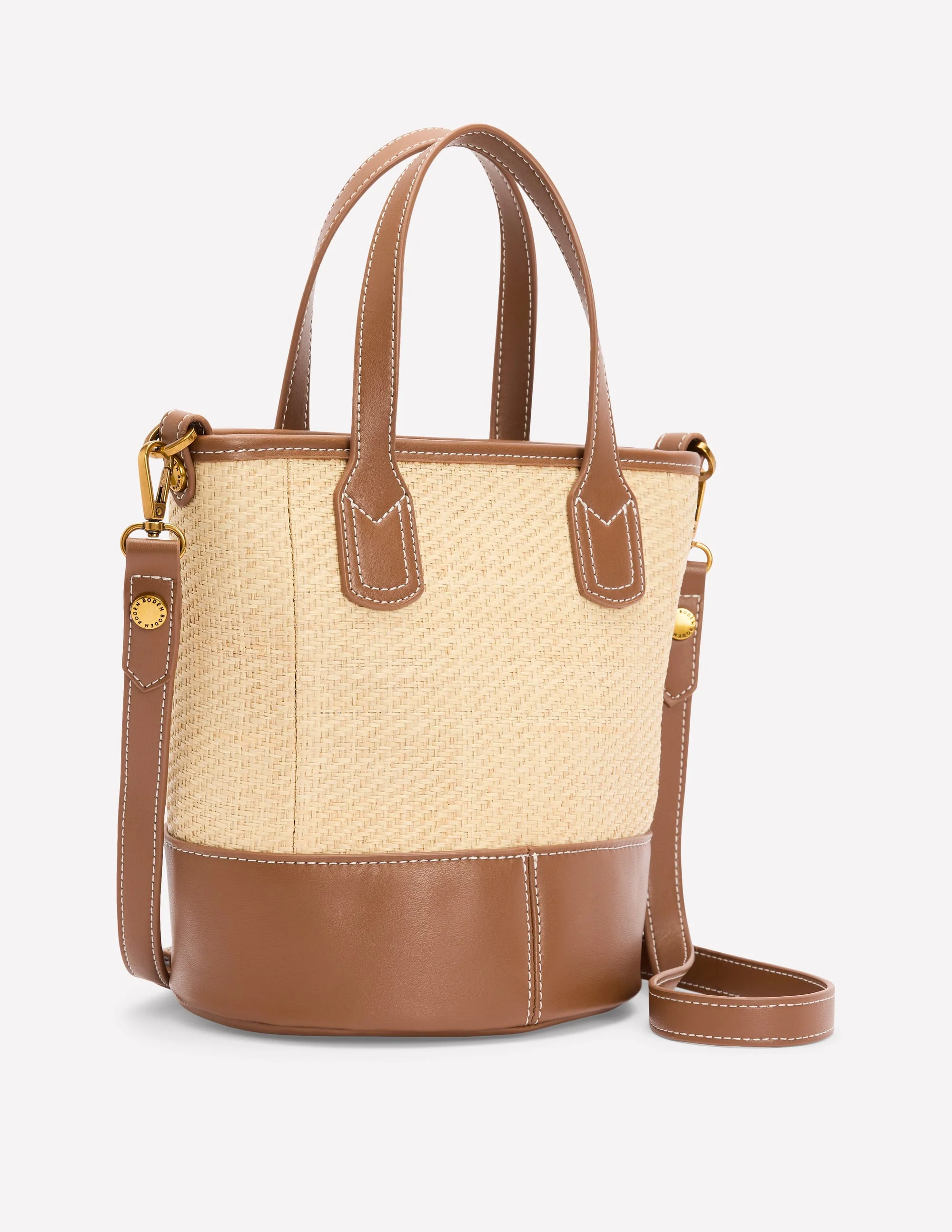 Woven Mini Bucket Bag-Natural/tan - Image 3