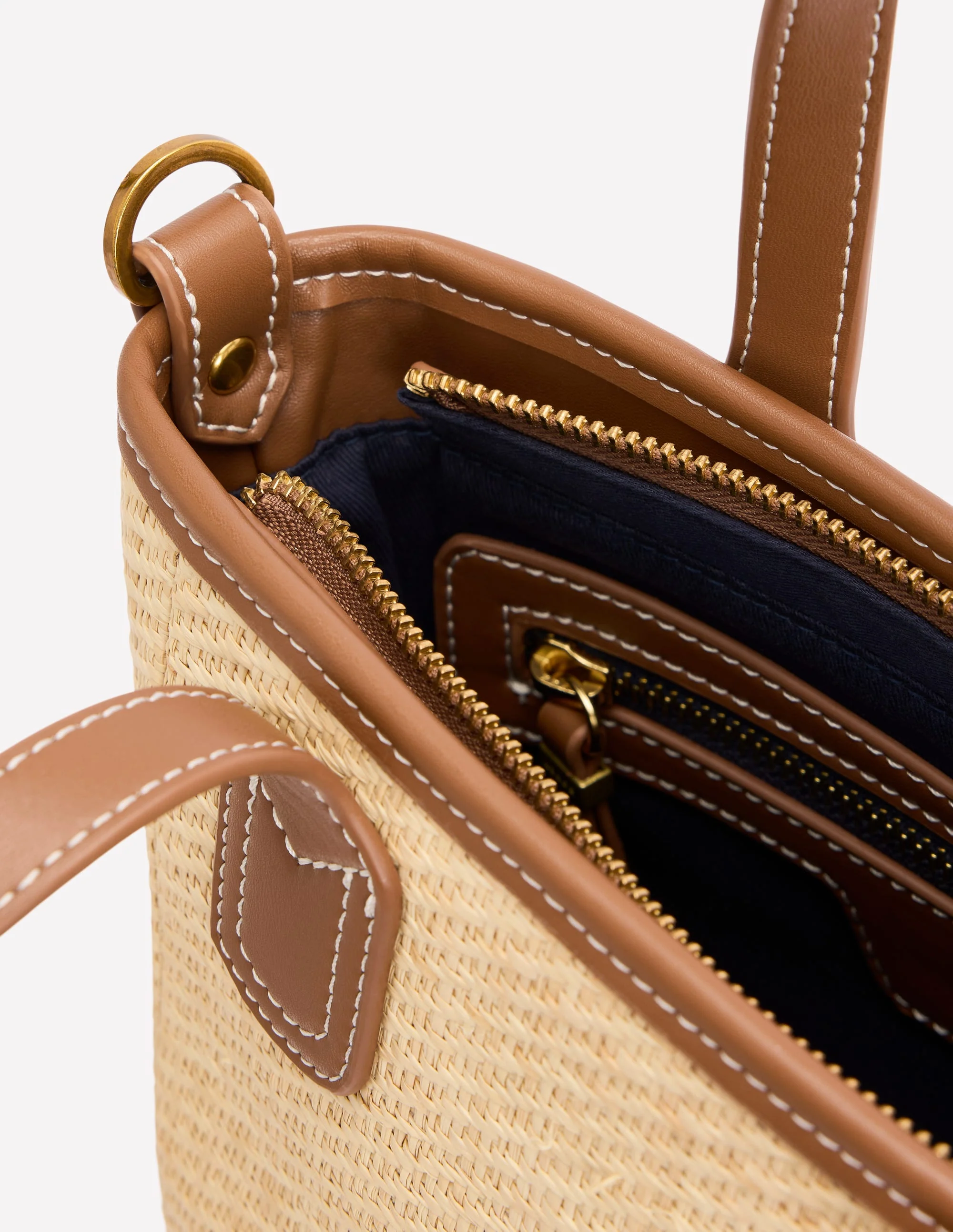 Woven Mini Bucket Bag-Natural/tan - Image 4