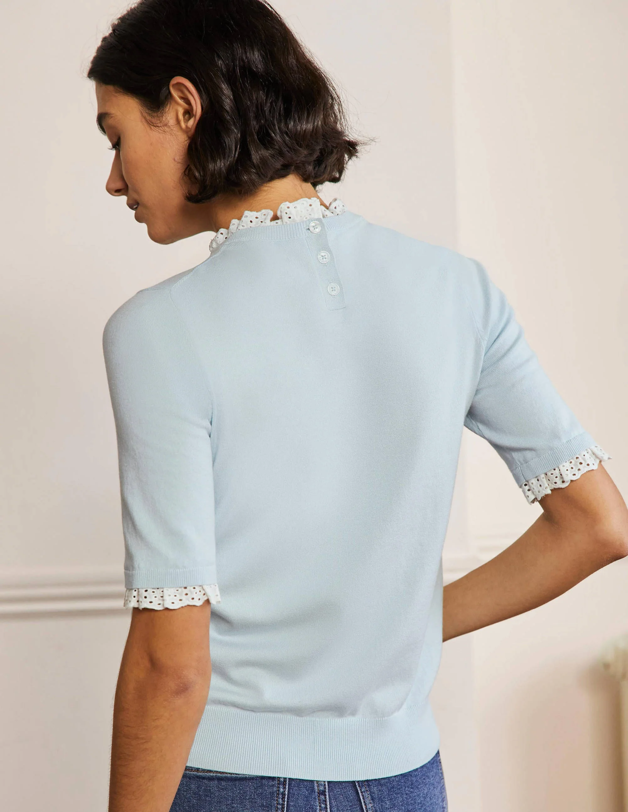 Woven Mix Knitted T-Shirt-Dawn Sky - Image 3