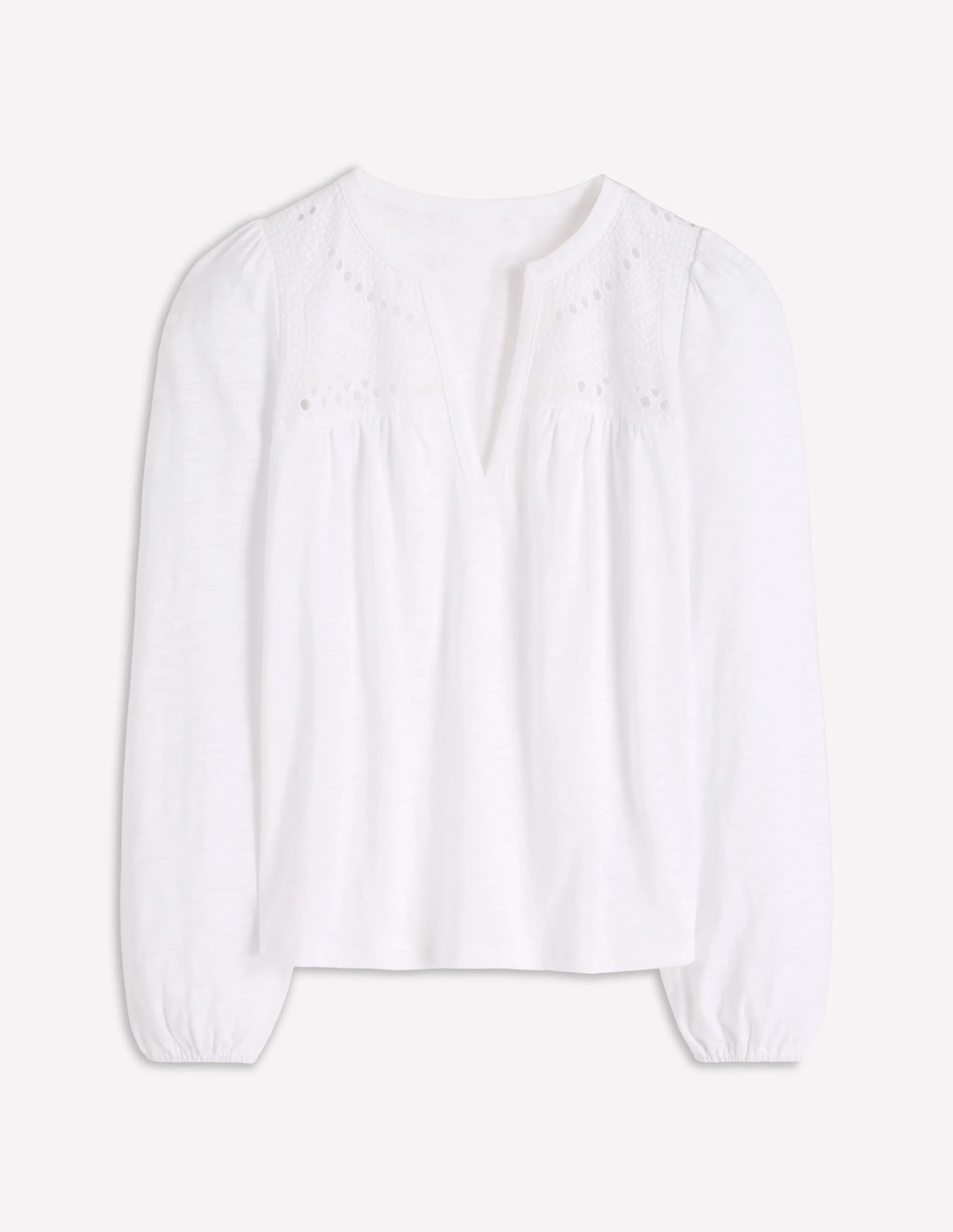 Woven-Mix Notch Neck Top-White - Image 6