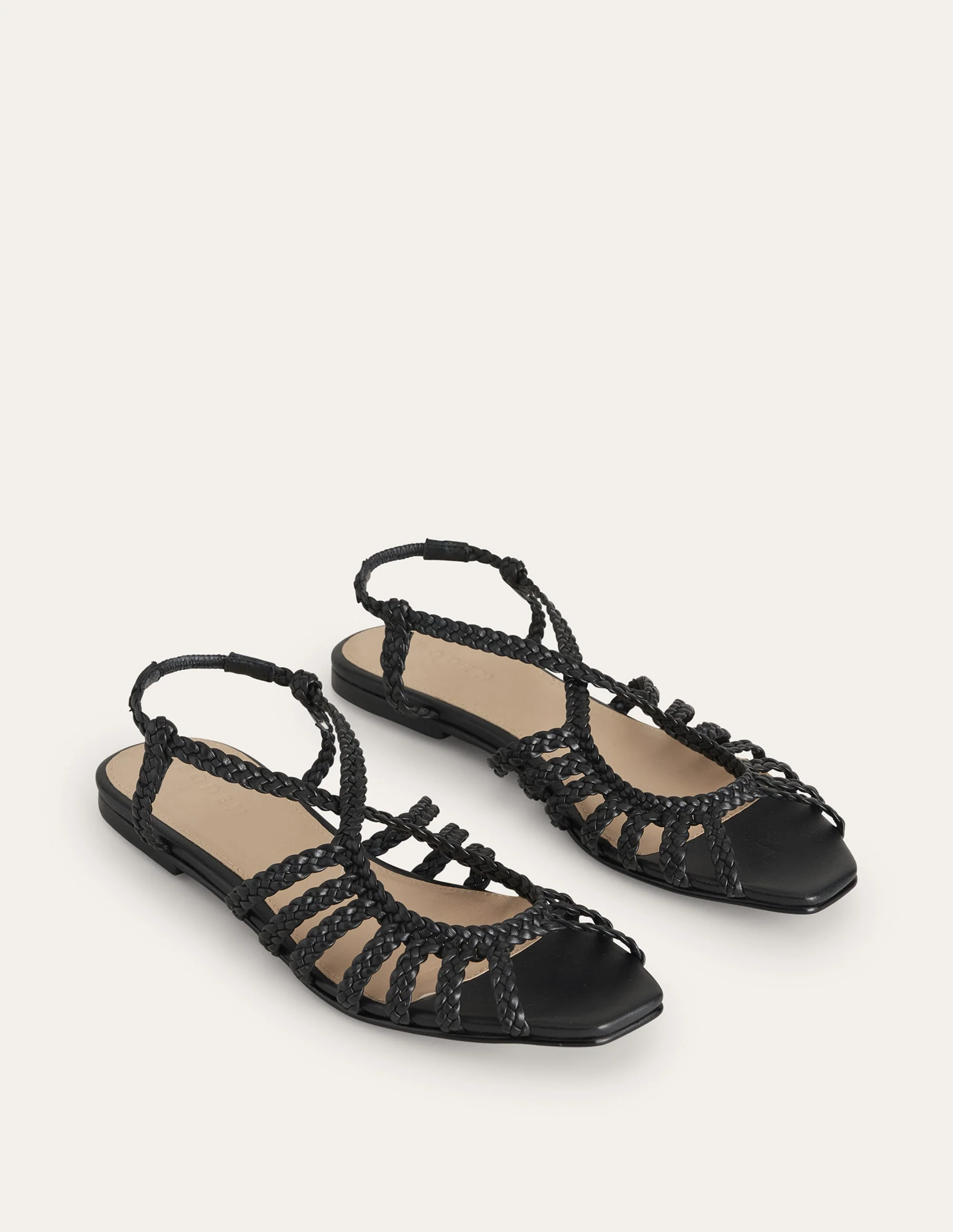Woven Multistrap Flat Sandals-Black - Image 3