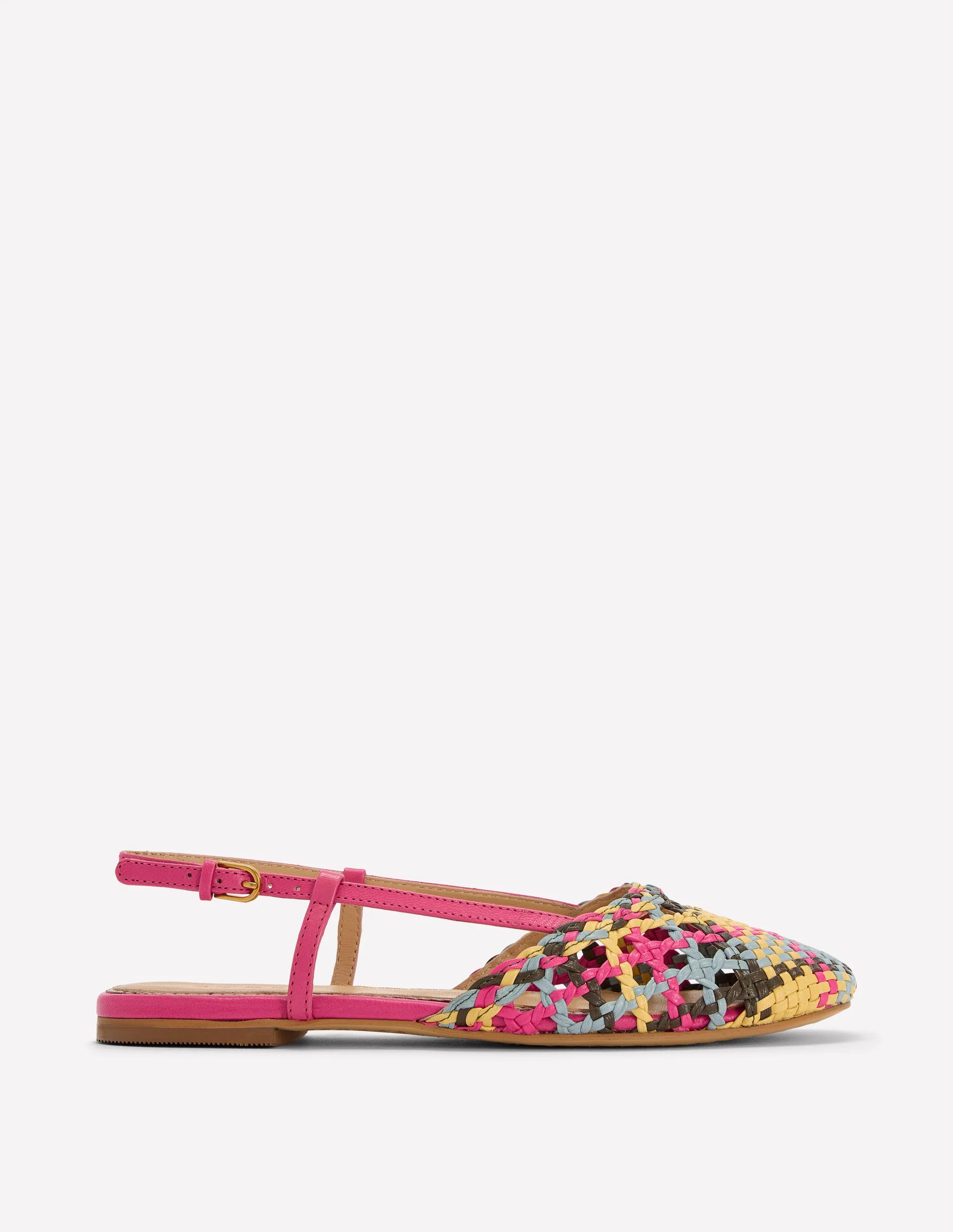 Woven Slingback Flats-Multi Check