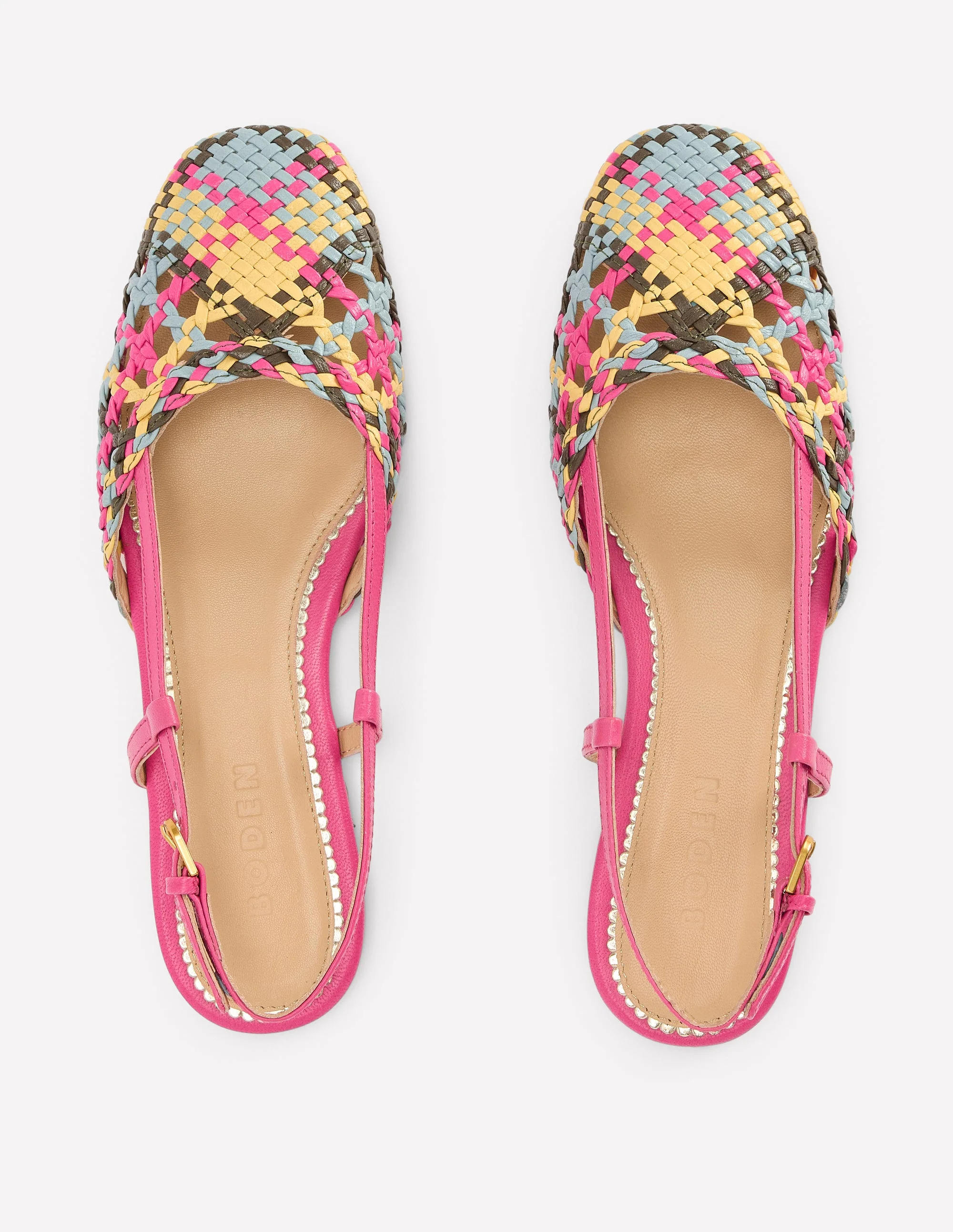 Woven Slingback Flats-Multi Check - Image 5