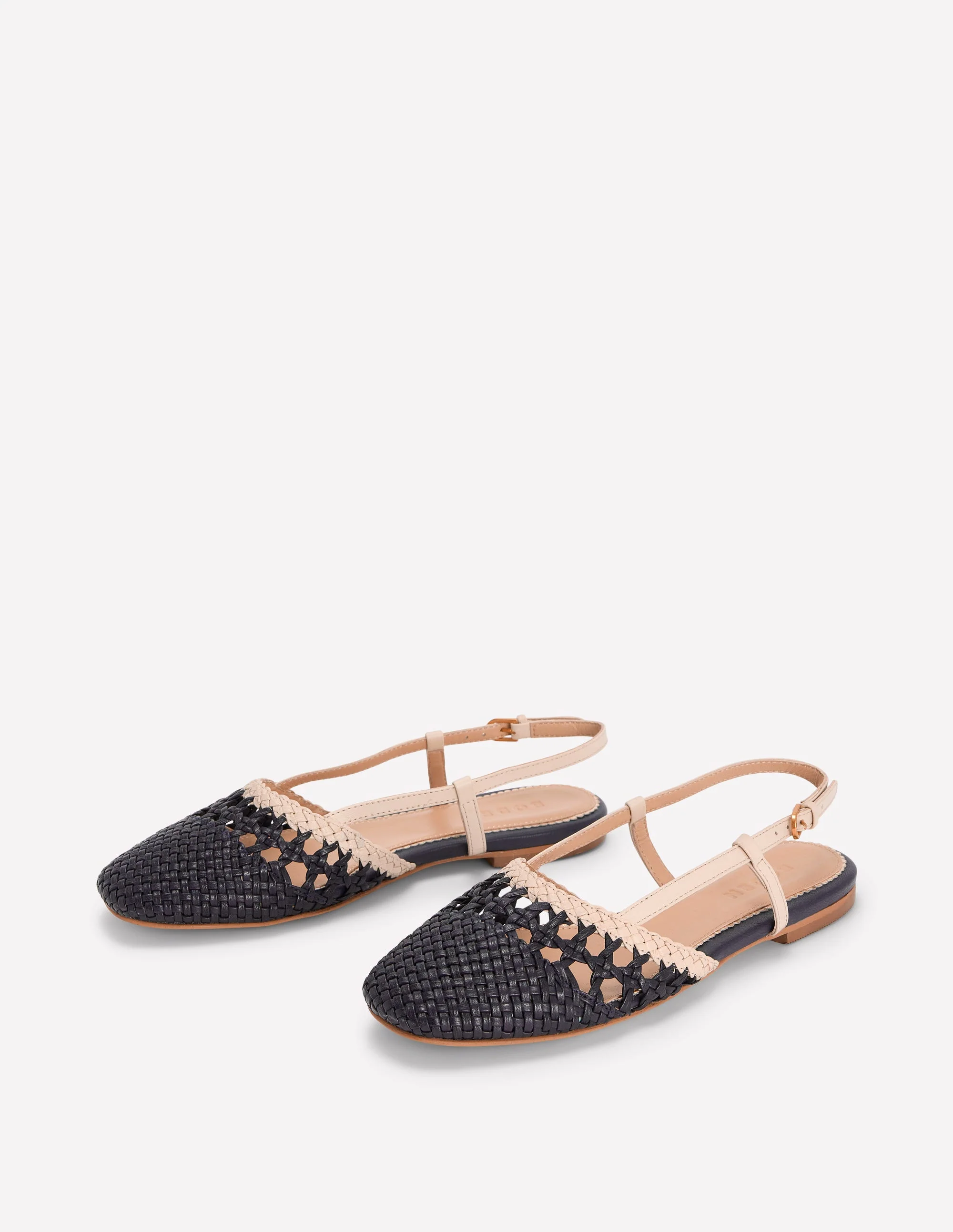 Woven Slingback Flats-Navy/Ivory - Image 3