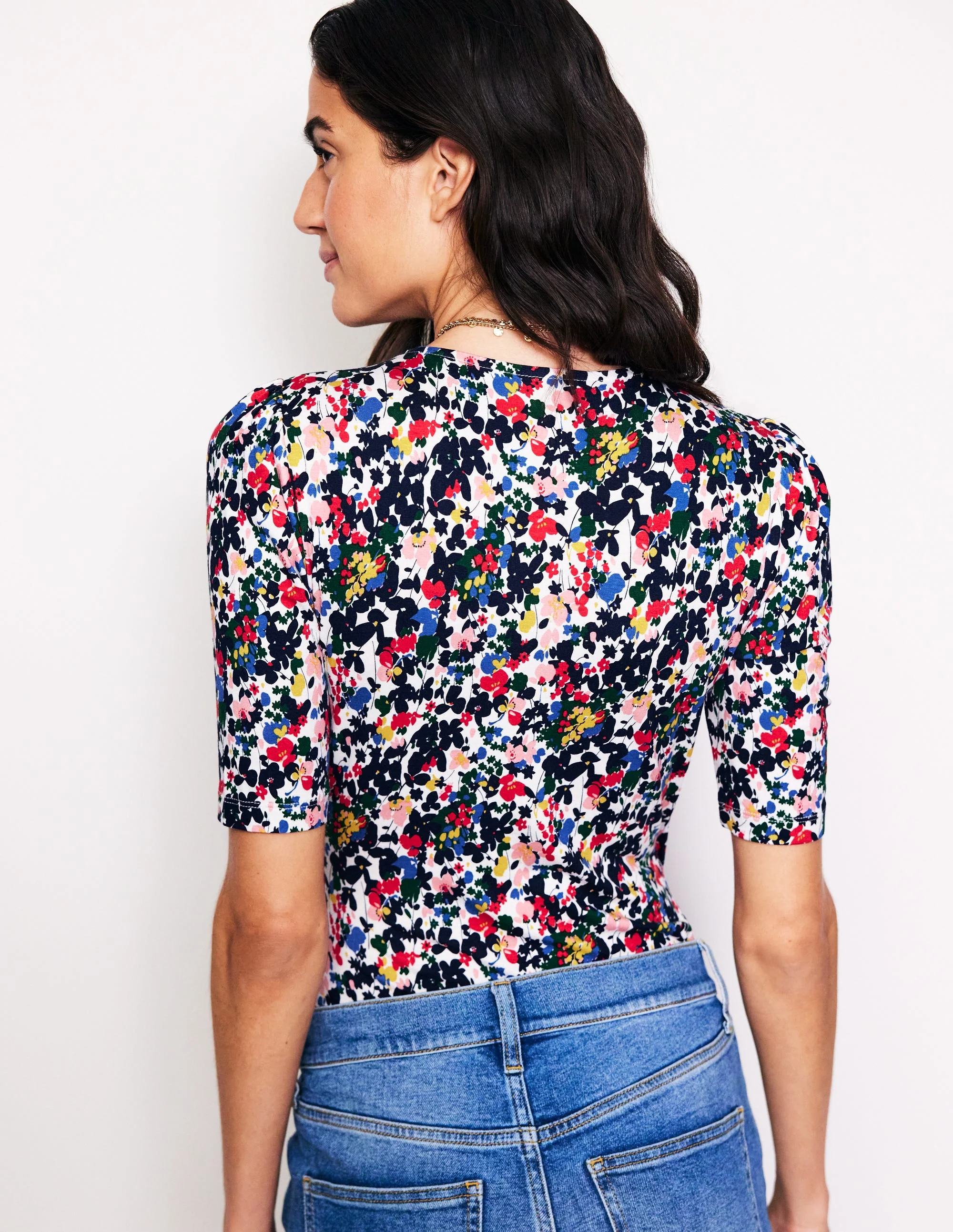 Wrap Front Jersey Top-Multi, Foliage Pop - Image 3