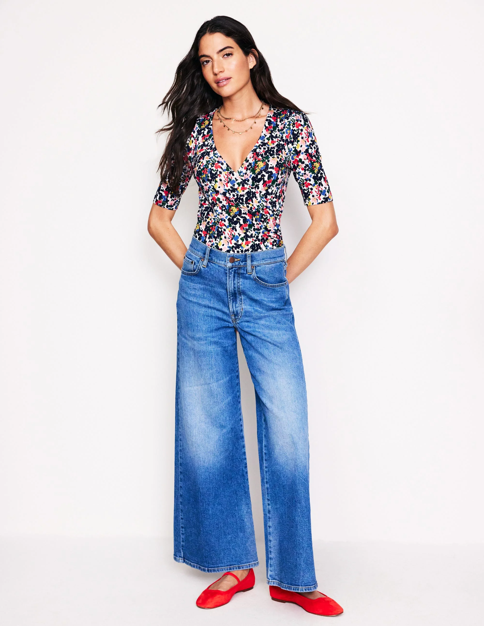 Wrap Front Jersey Top-Multi, Foliage Pop - Image 4