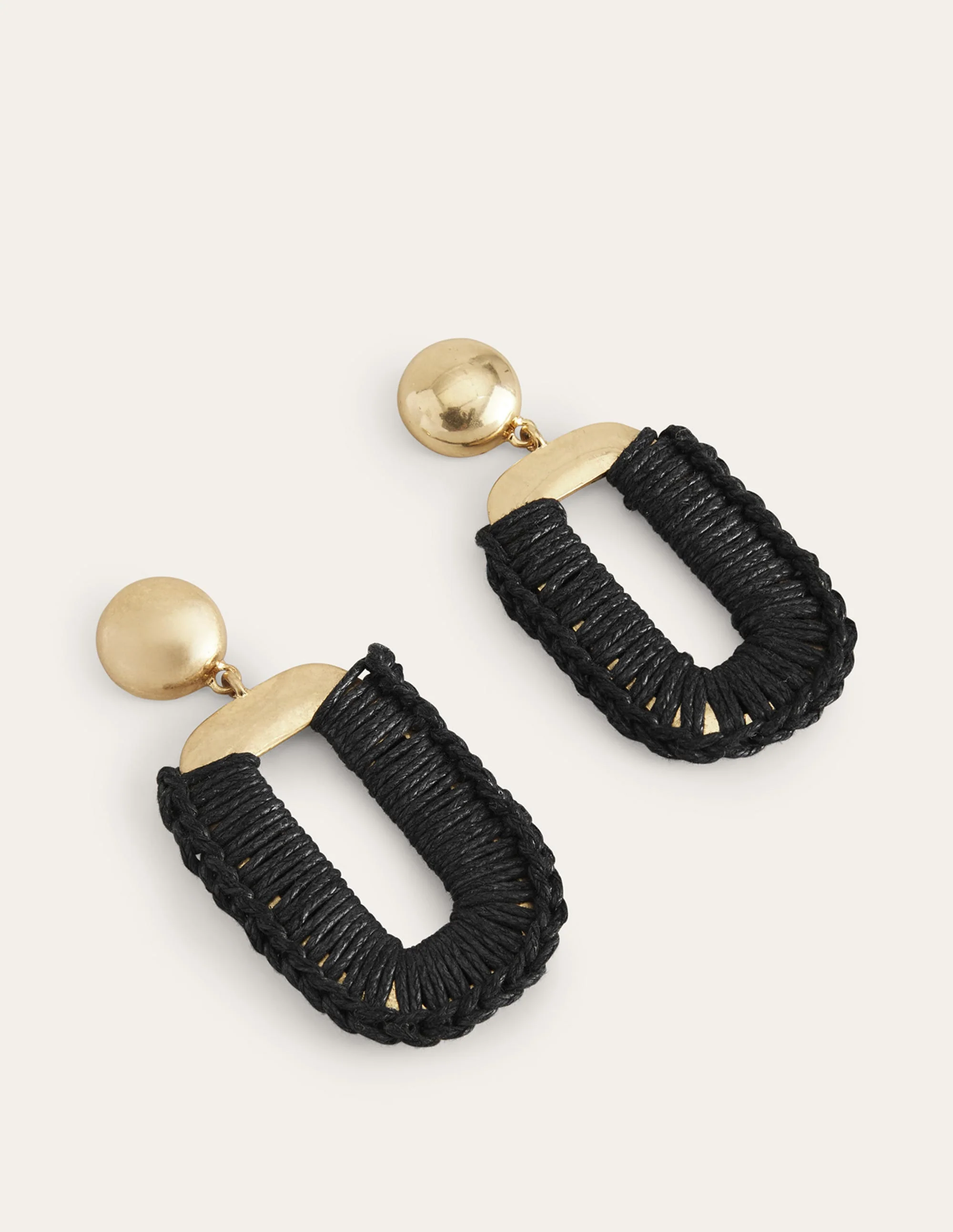 Wrapped Rectangle Earrings-Black - Image 2