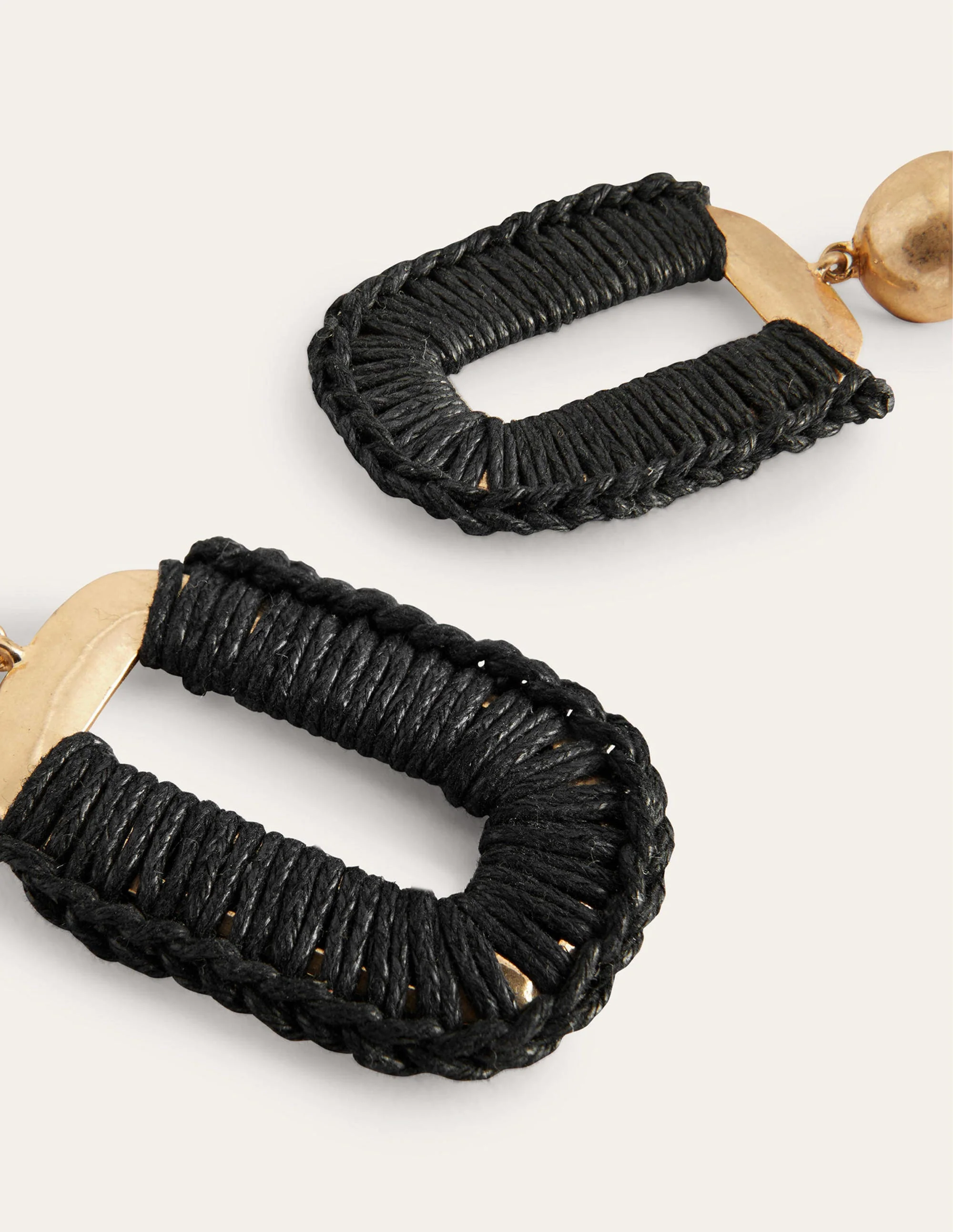 Wrapped Rectangle Earrings-Black - Image 3