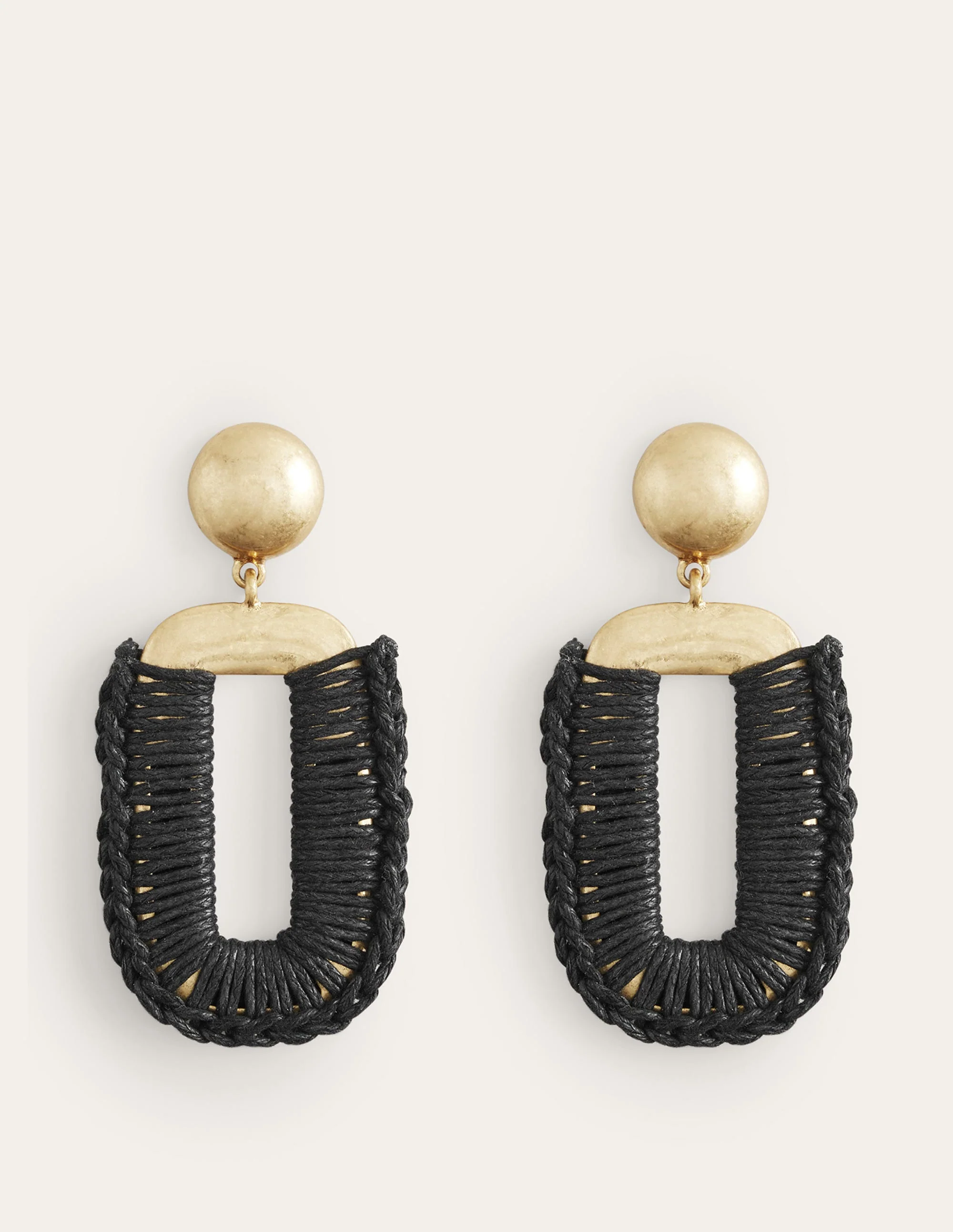 Wrapped Rectangle Earrings-Black - Image 4