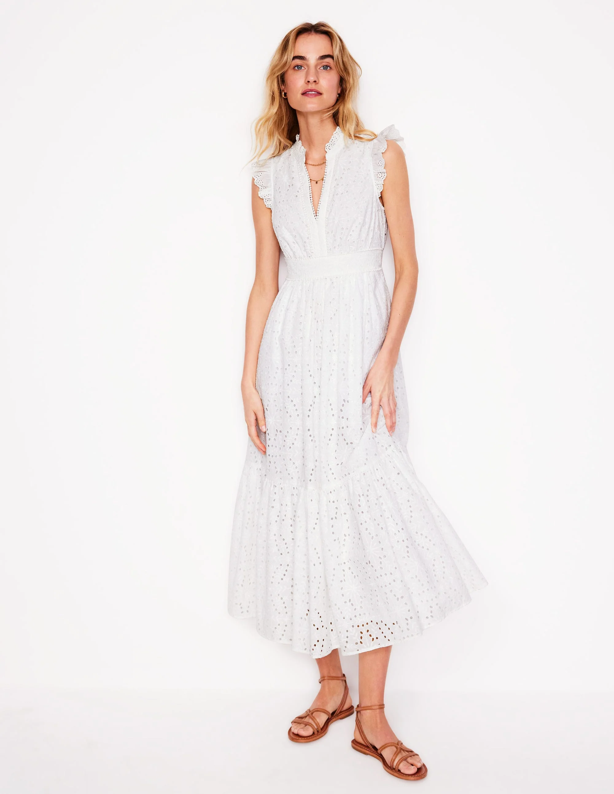 Wren Broderie Midi Dress-Ivory, Broderie - Image 4