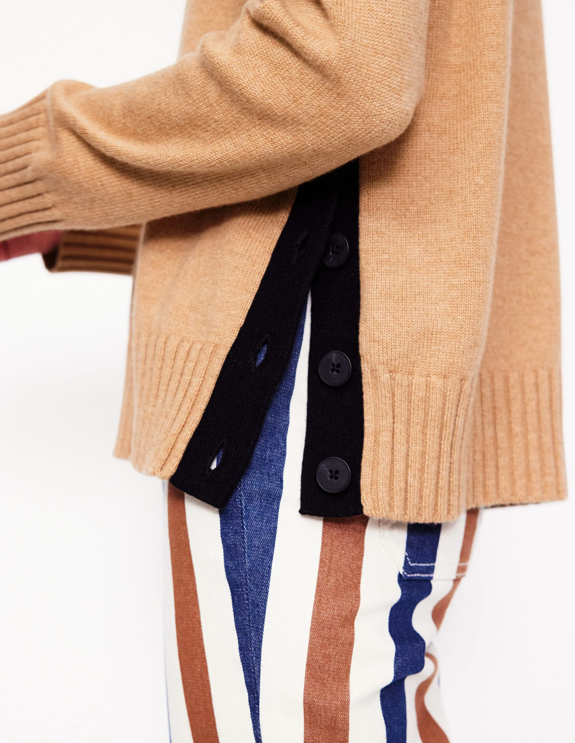Zia Button Side Jumper-Camel Melange - Image 2