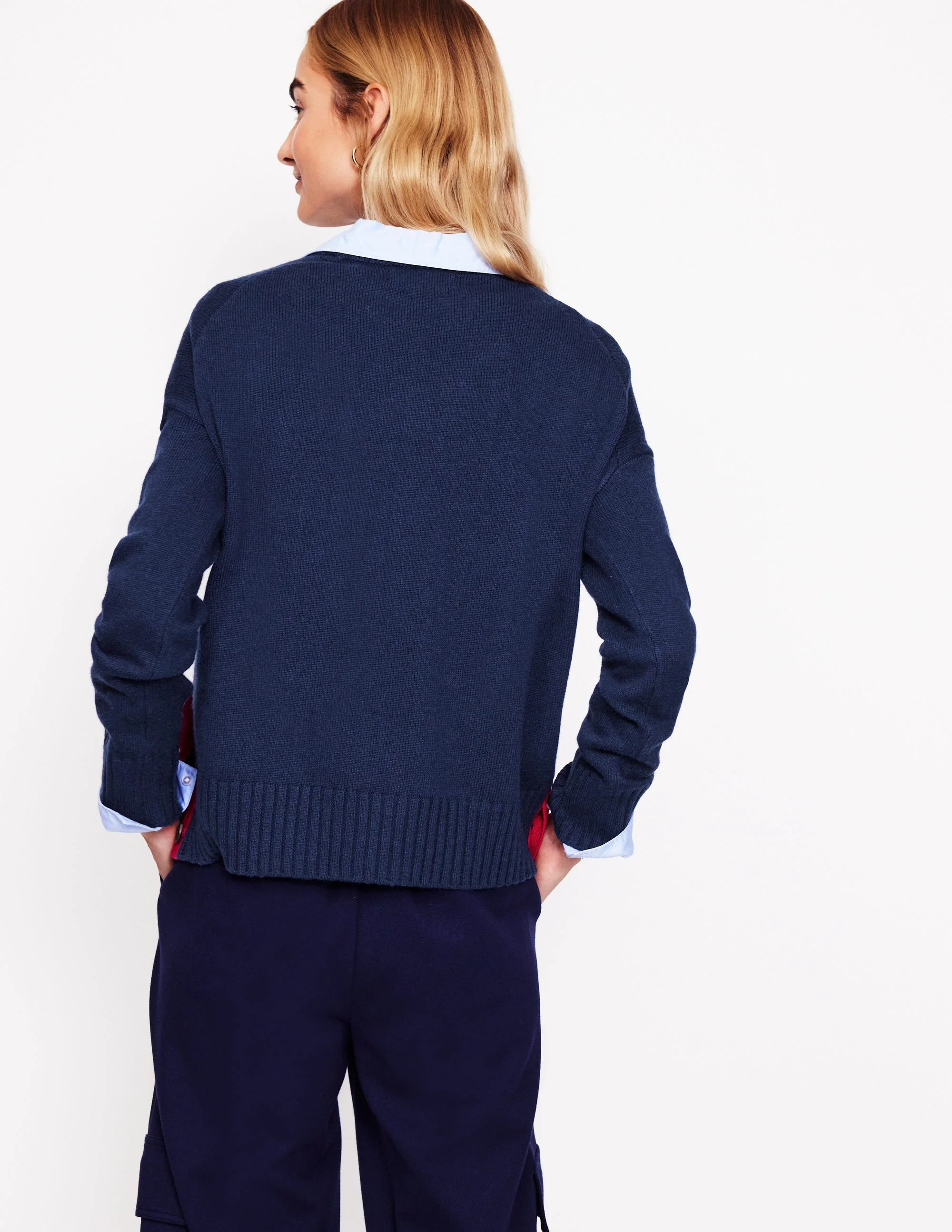 Zia Button Side Jumper-Navy - Image 3