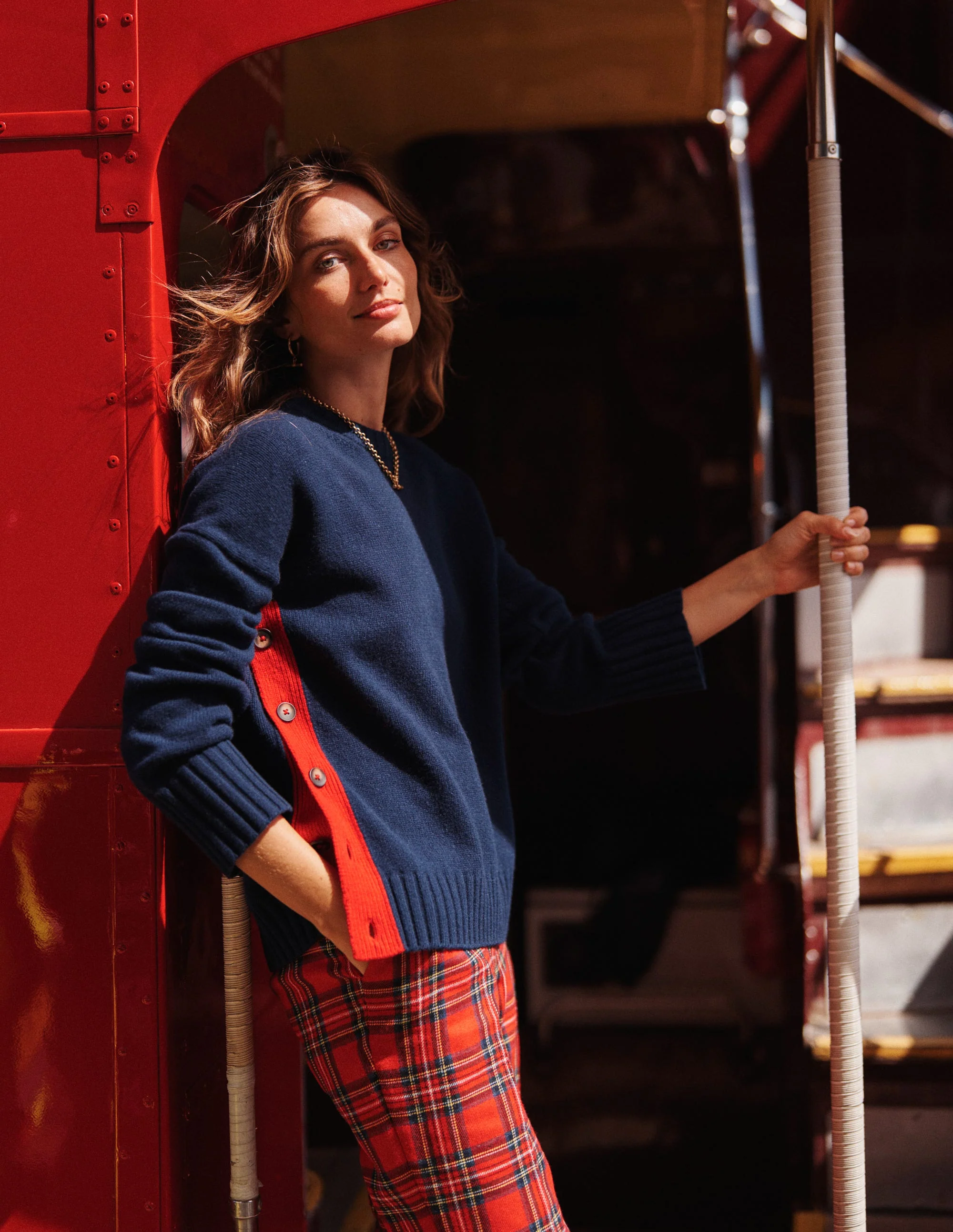 Zia Button Side Jumper-Navy - Image 5
