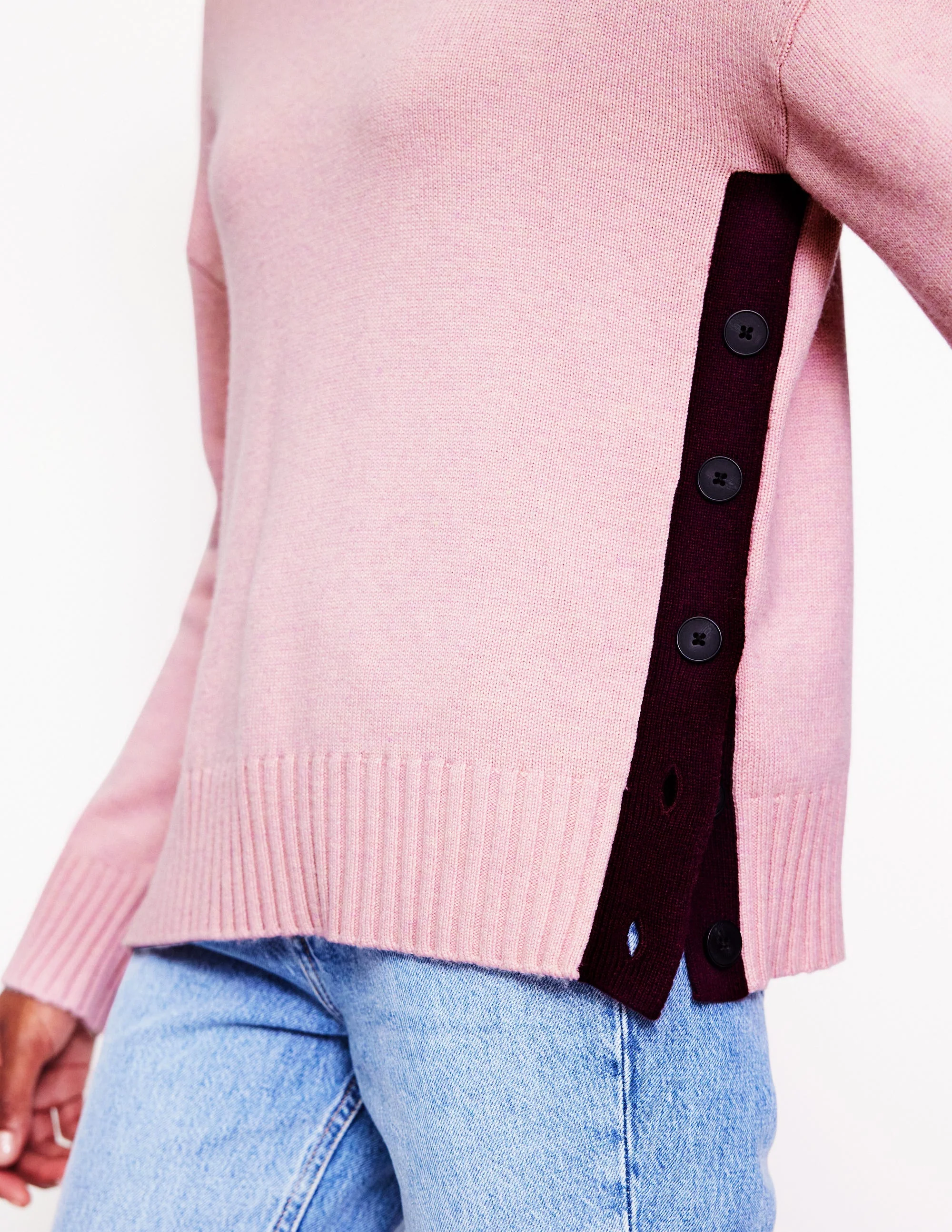 Zia Button Side Jumper-Quartz Pink - Image 2