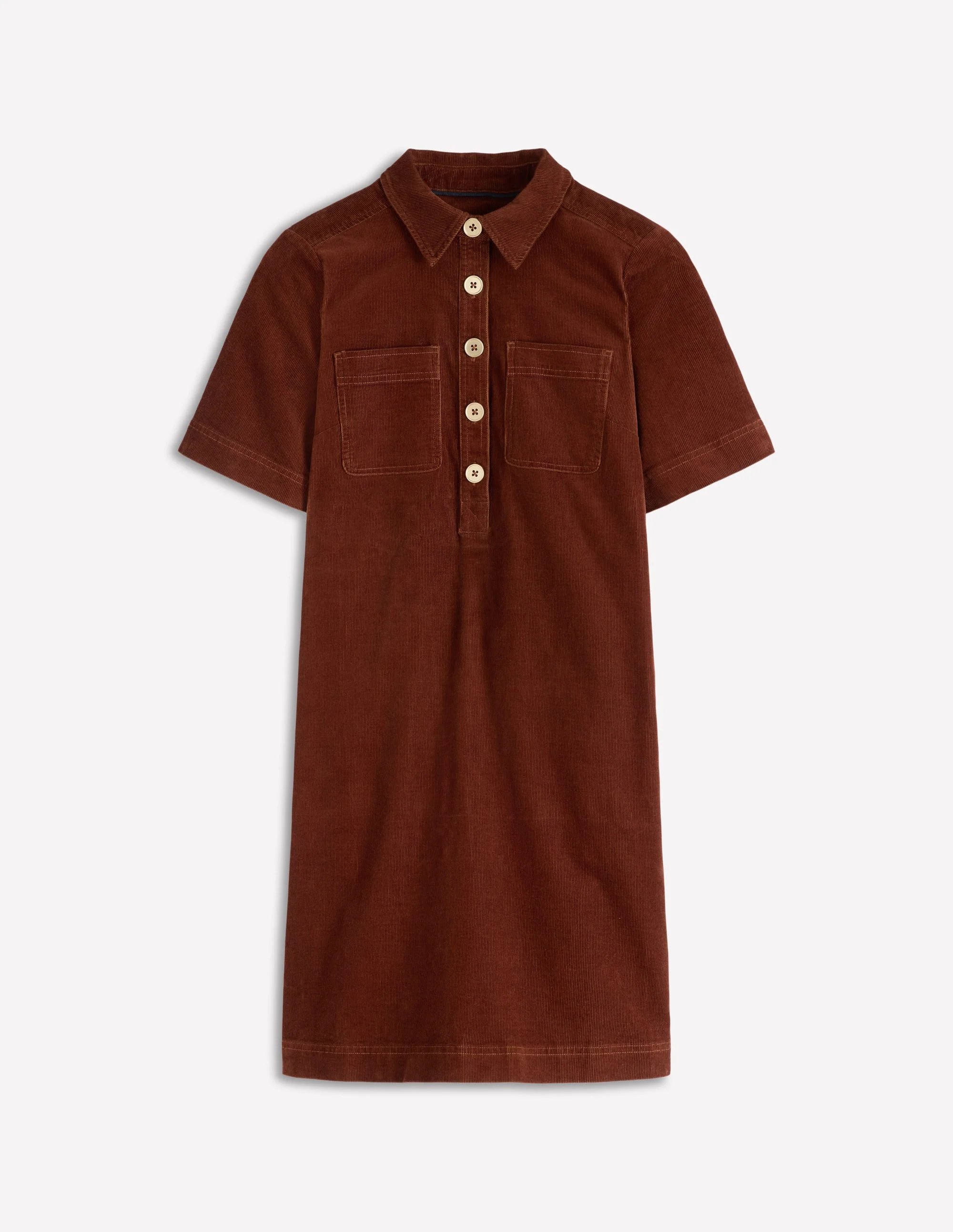 Zia Cord Pocket Shirt Dress-Copper Brown - Image 6