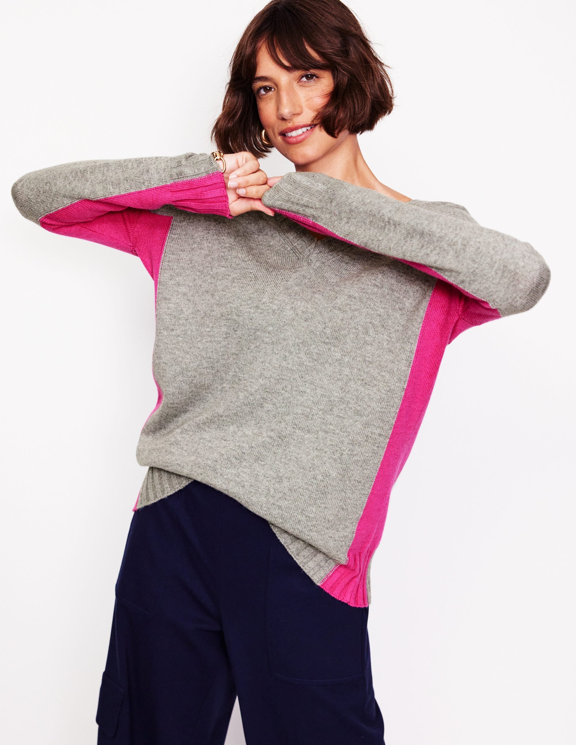 Zia Longline Sweater-Grey Melange - Image 4