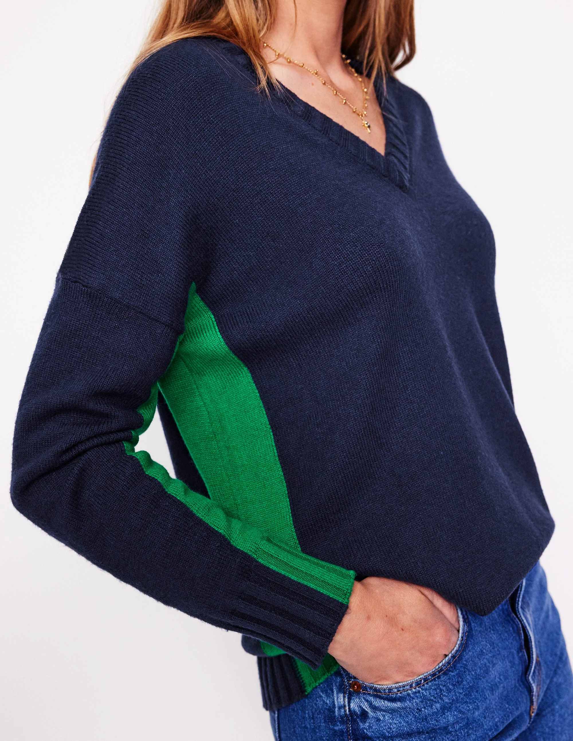 Zia Longline Sweater-Navy - Image 2