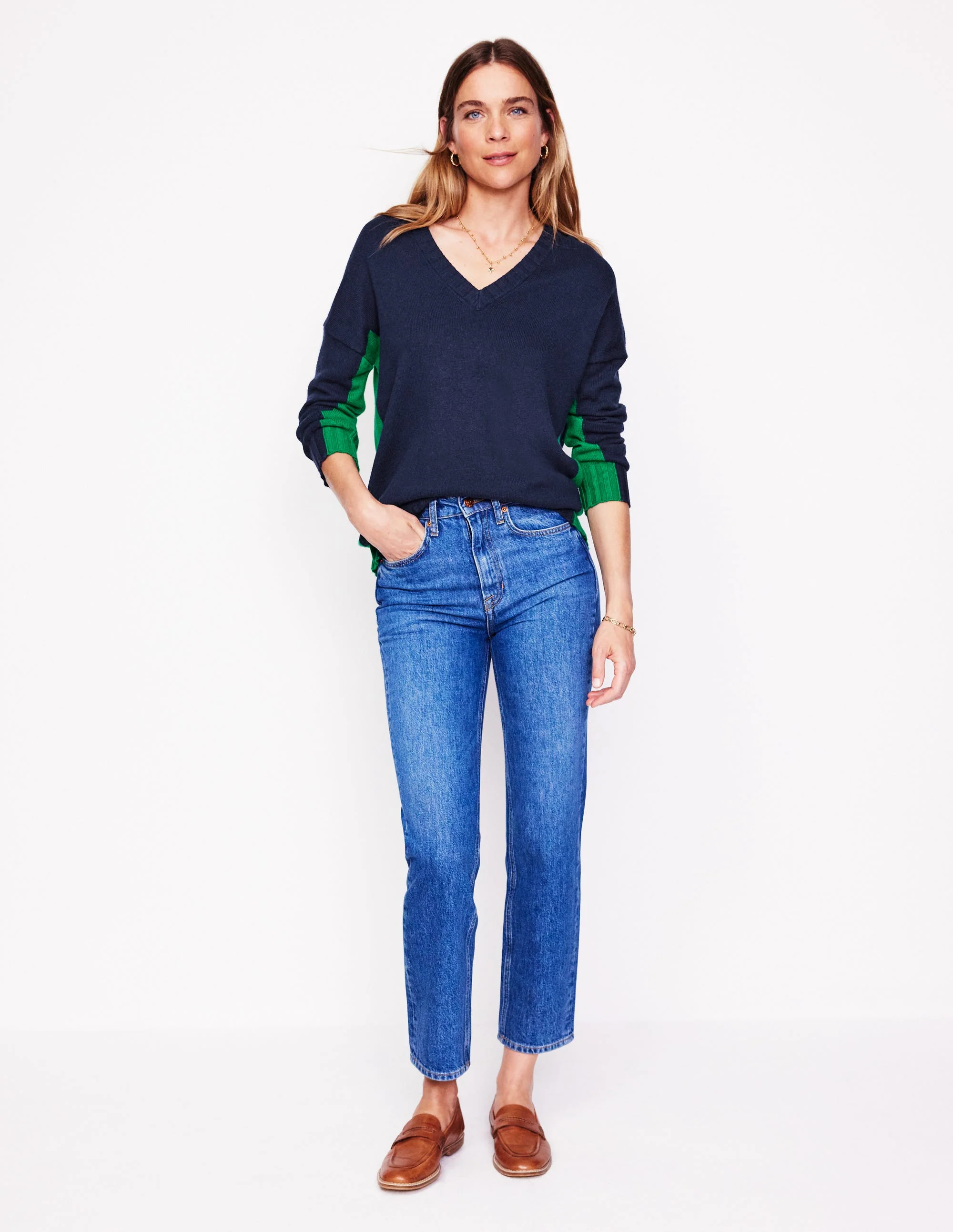 Zia Longline Sweater-Navy - Image 4
