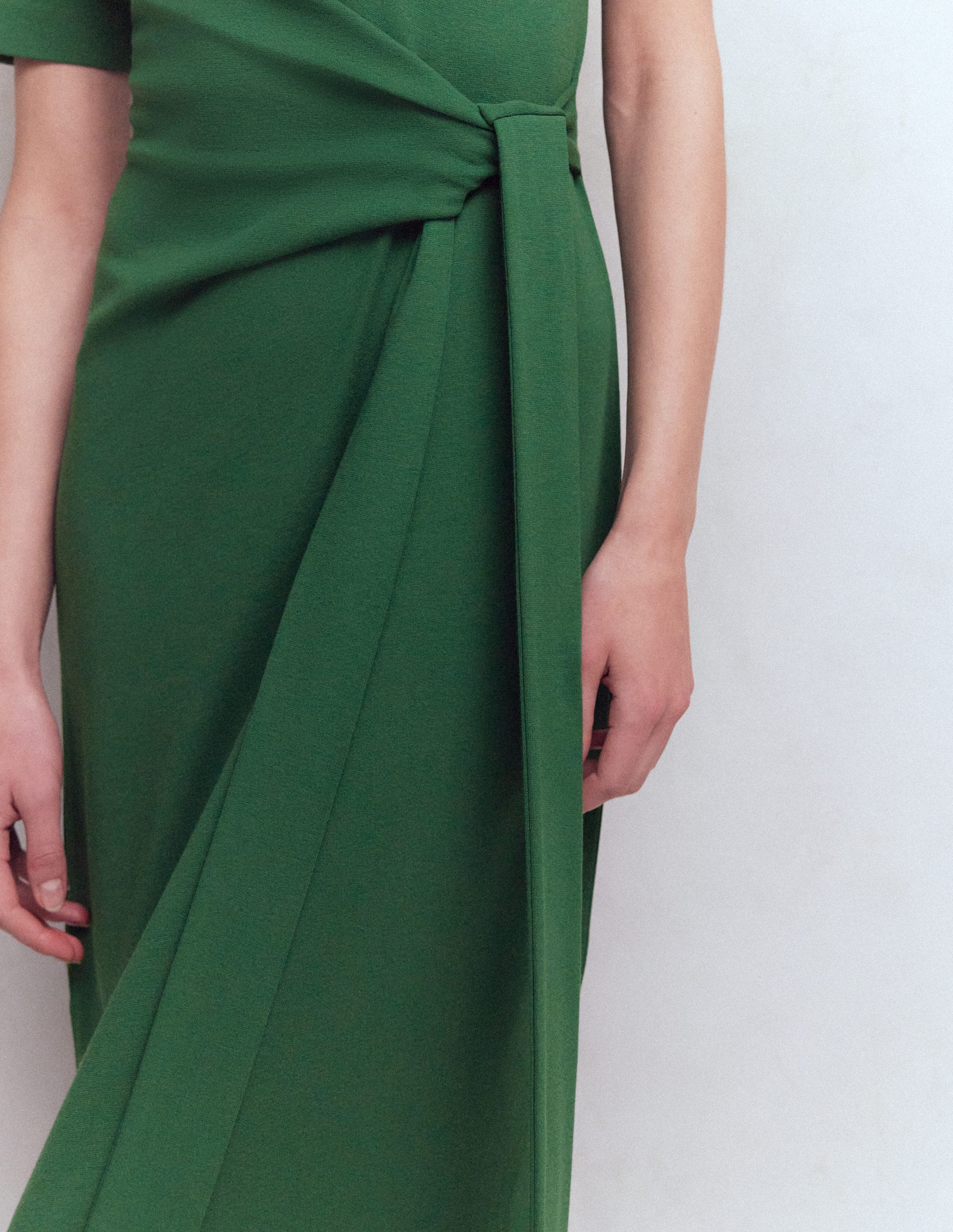 Zinnia Tie Jersey Midi Dress-Hunter Green - Image 2