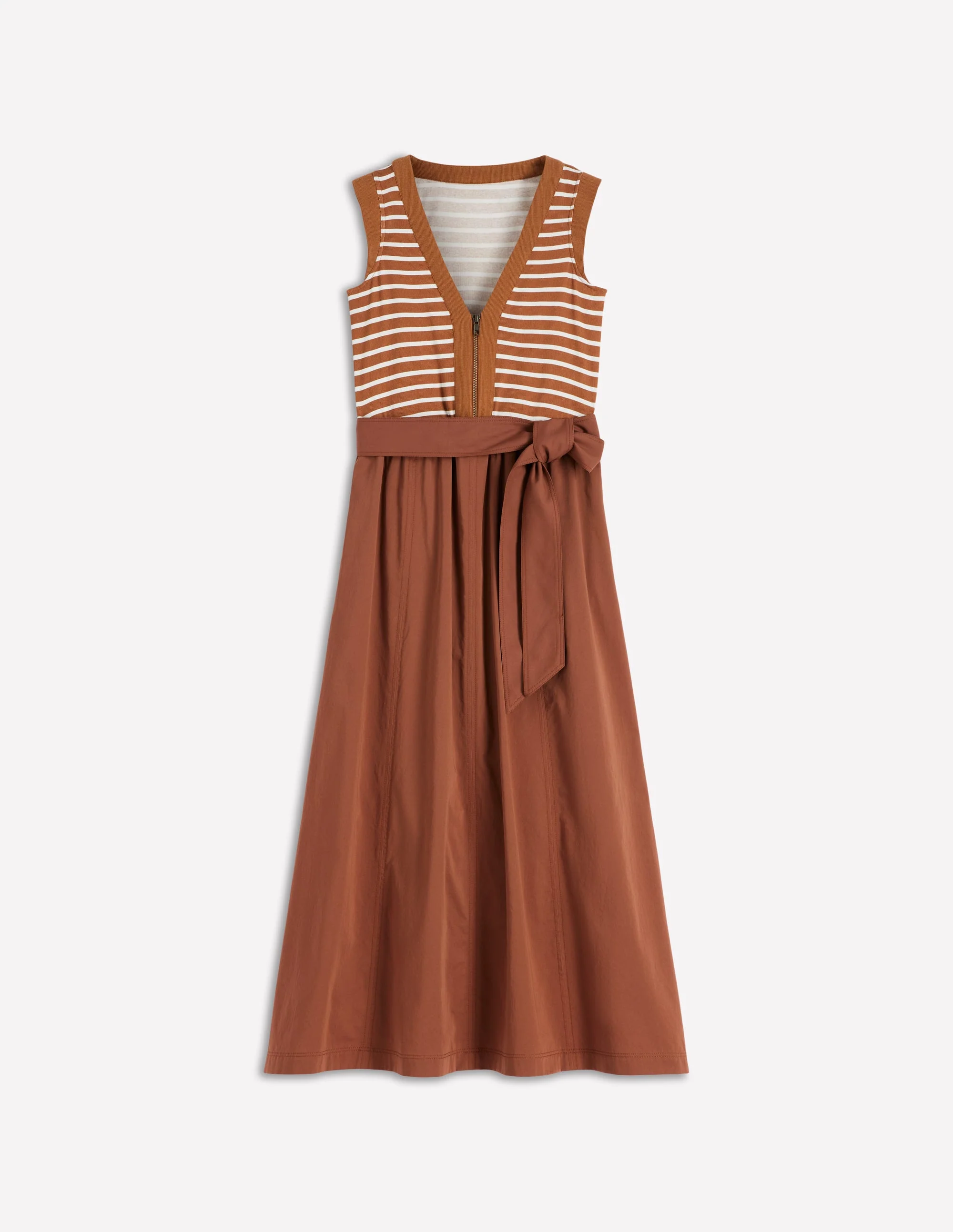 Zip-front Mix Media Dress-Ginger and Ivory Stripe - Image 6