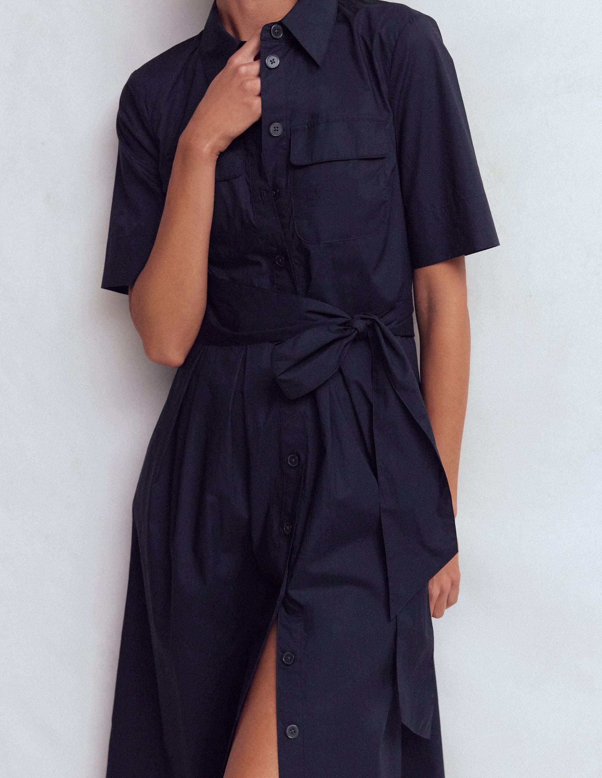 Zoe Short Sleeve Shirt Dress-Navy - Image 2